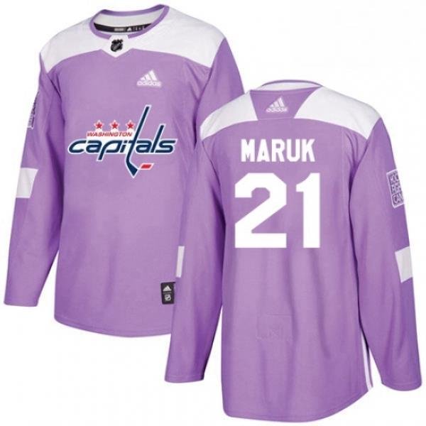 Youth Adidas Washington Capitals 21 Dennis Maruk Authentic Purple Fights Cancer Practice NHL Jersey