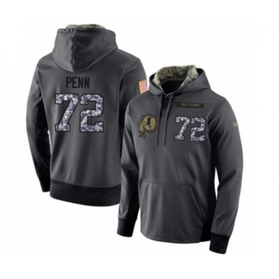 Football Mens Washington Redskins 72 Donald Penn Stitched Black Anthracite Salute to Service Player Performance Hoodie