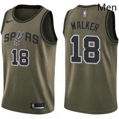 Mens Nike San Antonio Spurs 18 Lonnie Walker Swingman Green Salute to Service NBA Jersey