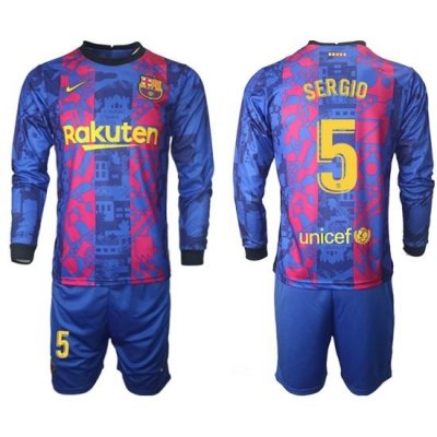 Men Barcelona Long Sleeve Soccer Jerseys 519