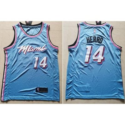 Heat 14 Tyler Herro Light Blue Nike City Edition Swingman Jersey