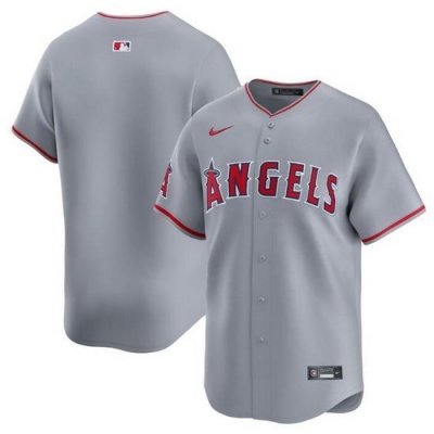 Men Los Angeles Angels Blank Grey Away Limited Stitched Baseball Jersey