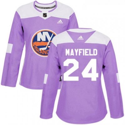 Womens Adidas New York Islanders 24 Scott Mayfield Authentic Purple Fights Cancer Practice NHL Jersey