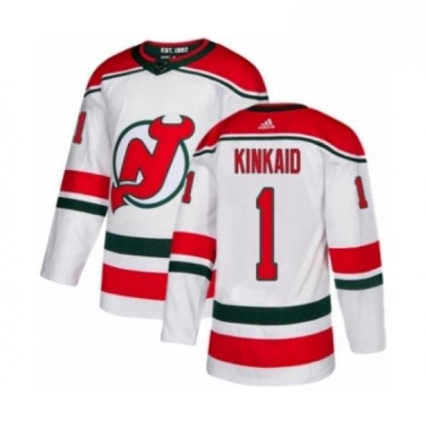 Mens Adidas New Jersey Devils 1 Keith Kinkaid Premier White Alternate NHL Jersey