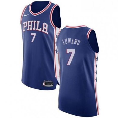 Mens Nike Philadelphia 76ers 7 Timothe Luwawu Authentic Blue Road NBA Jersey Icon Edition