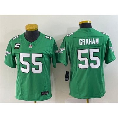 Women Philadelphia Eagles 55 Brandon Graham Green 2023 F U S E  With C Patch Stitched Football Jersey  Run Small