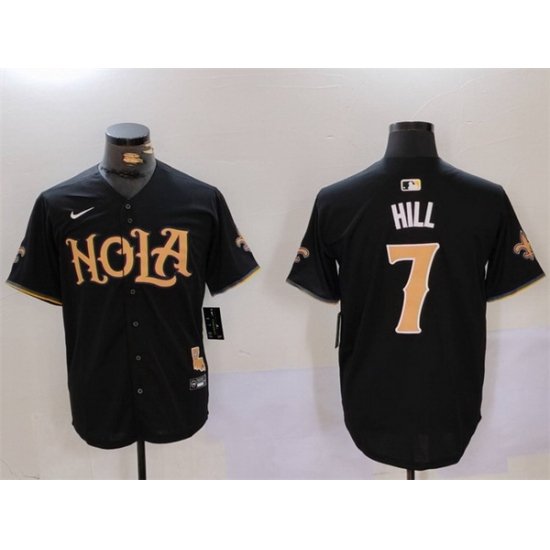 Men New Orleans Saints 7 Taysom Hill Black Cool Base Stitched Baseball Jersey