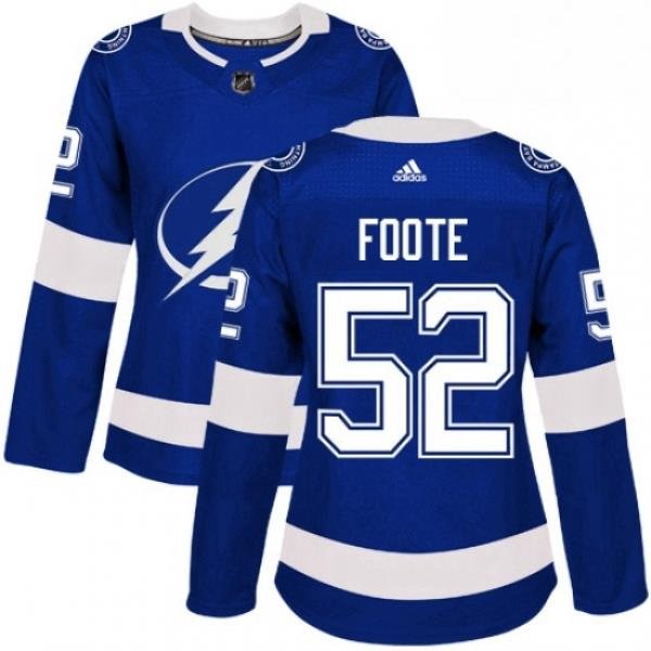 Womens Adidas Tampa Bay Lightning 52 Callan Foote Authentic Royal Blue Home NHL Jersey