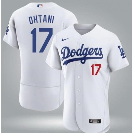 Men Los Angeles Dodgers 17 Shohei Ohtani White Flex Base Stitched Baseball Jersey