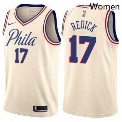 Womens Nike Philadelphia 76ers 17 JJ Redick Swingman Cream NBA Jersey City Edition