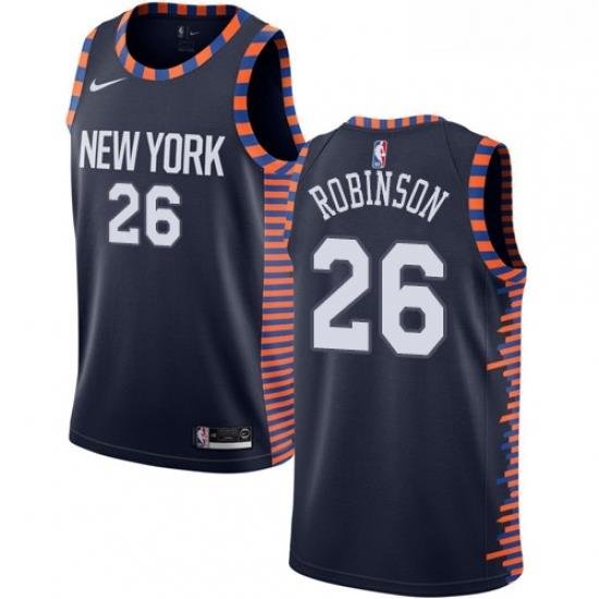 Mens Nike New York Knicks 26 Mitchell Robinson Swingman Navy Blue NBA Jersey 2018 19 City Edition