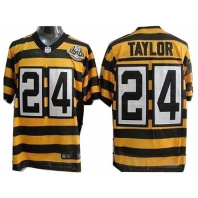 Nike Pittsburgh Steelers 24 Ike Taylor YelloW Black Elite 80th ThroWback NFL Jersey