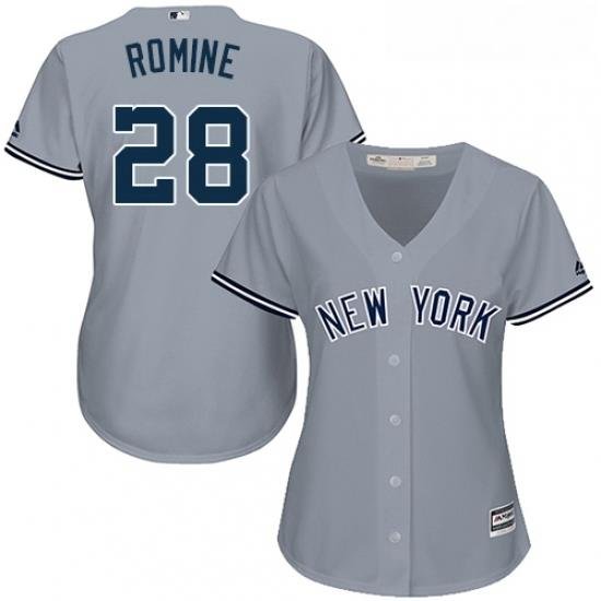 Womens Majestic New York Yankees 28 Austin Romine Authentic Grey Road MLB Jersey