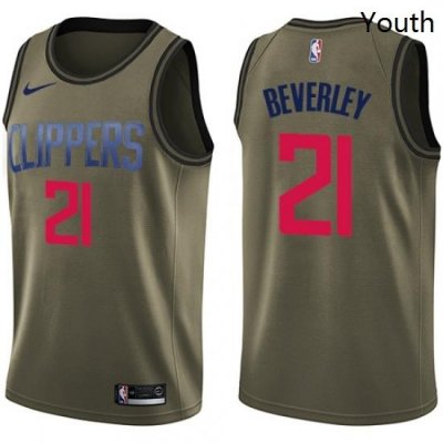 Youth Nike Los Angeles Clippers 21 Patrick Beverley Swingman Green Salute to Service NBA Jersey