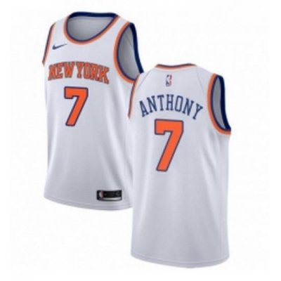 Womens Nike New York Knicks 7 Carmelo Anthony Authentic White NBA Jersey Association Edition