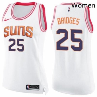 Womens Nike Phoenix Suns 25 Mikal Bridges Swingman WhitePink Fashion NBA Jersey