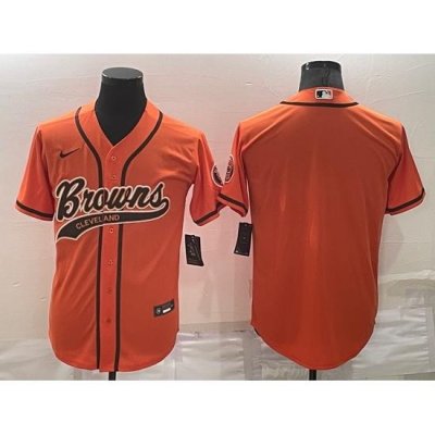 Men Cleveland Browns Blank Orange Stitched Jersey