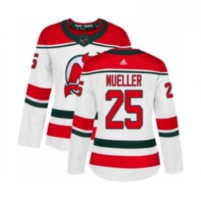 Womens Adidas New Jersey Devils 25 Mirco Mueller Authentic White Alternate NHL Jersey