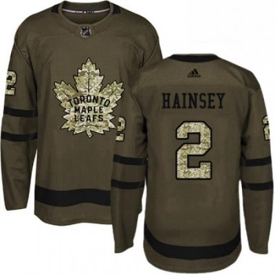 Mens Adidas Toronto Maple Leafs 2 Ron Hainsey Authentic Green Salute to Service NHL Jersey