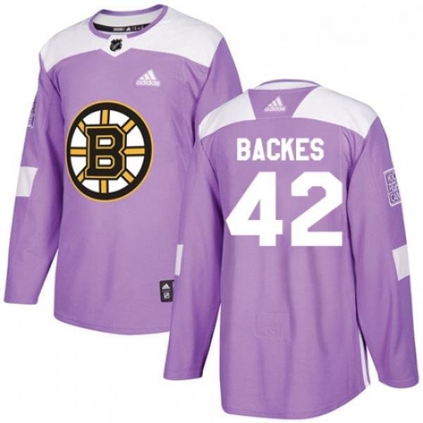 Youth Adidas Boston Bruins 42 David Backes Authentic Purple Fights Cancer Practice NHL Jersey