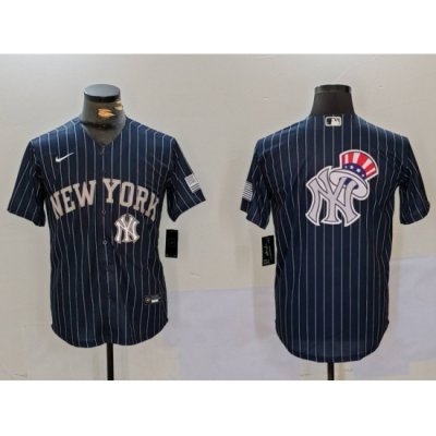 Men New York Yankees Navy Team Big Logo Cool Base Stitched Baseball Jersey 18