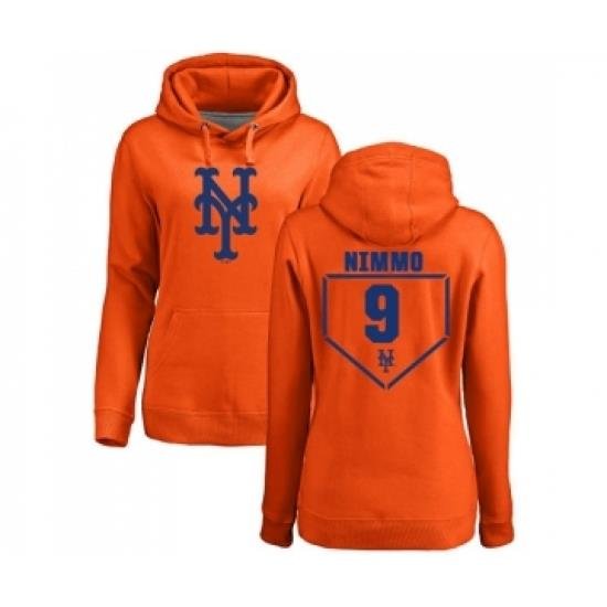 Baseball Women New York Mets 9 Brandon Nimmo Orange RBI Pullover Hoodie