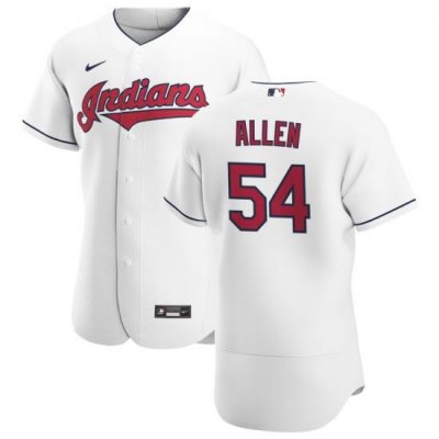 Men Cleveland Indians 54 Logan Allen Men Nike White Home 2020 Flex Base Team MLB Jersey