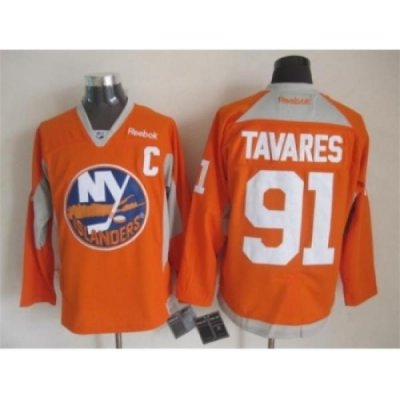 NHL New York Islanders #91 John Tavares orange jerseys