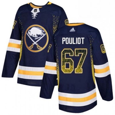 Mens Adidas Buffalo Sabres 67 Benoit Pouliot Authentic Navy Blue Drift Fashion NHL Jersey