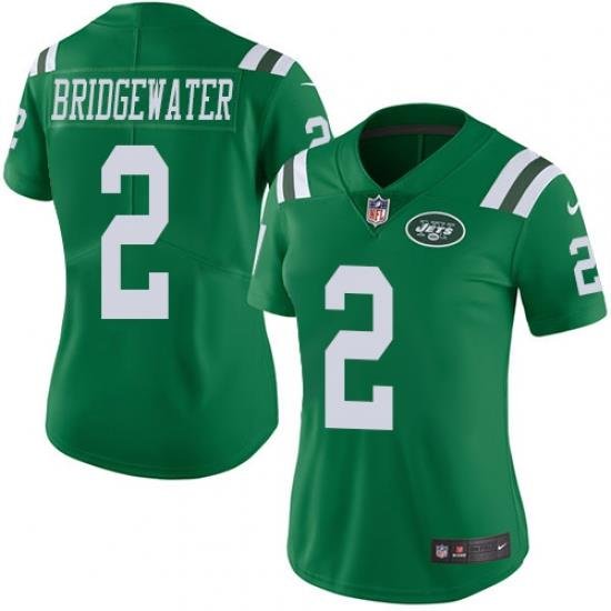 Nike Jets #2 Teddy Bridgewater Green Womens Stitched NFL Limited Rush Jersey