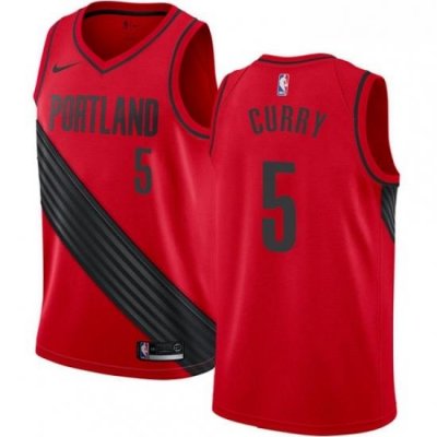 Mens Nike Portland Trail Blazers 5 Seth Curry Swingman Red NBA Jersey Statement Edition