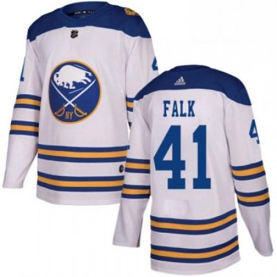 Mens Adidas Buffalo Sabres 41 Justin Falk Authentic White 2018 Winter Classic NHL Jersey