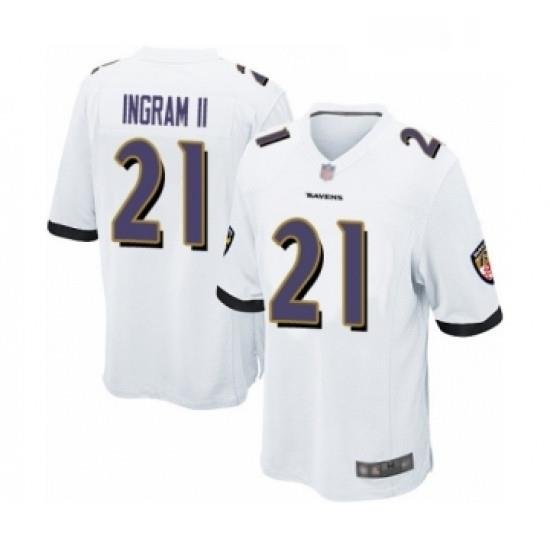 Mens Baltimore Ravens 21 Mark Ingram II Game White Football Jersey