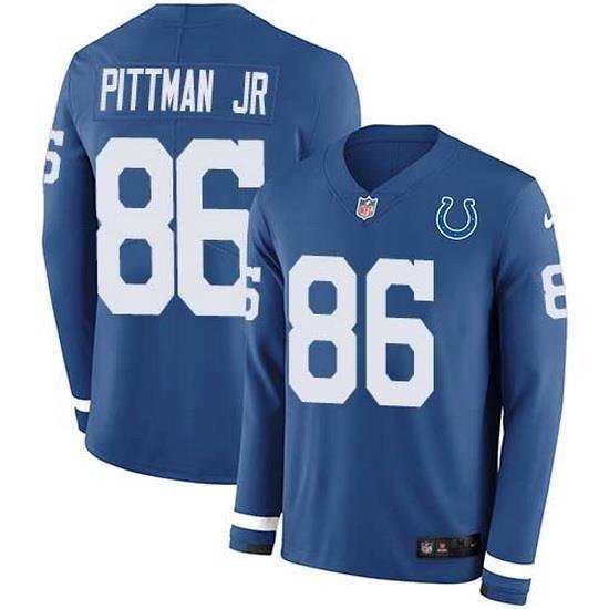 Nike Colts 86 Michael Pittman Jr  Royal Blue Team Color Men Stitched NFL Limited Therma Long Sleeve Jersey