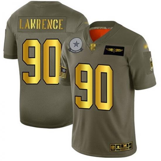 Cowboys 90 Demarcus Lawrence Camo Gold Men Stitched Football Limited 2019 Salute To Service Jersey