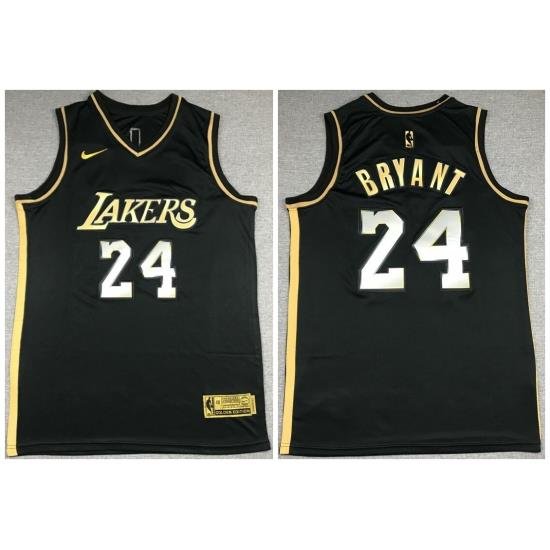 Men Los Angeles Lakers 24 Kobe Bryant Black Gold 2021 Nike Swin