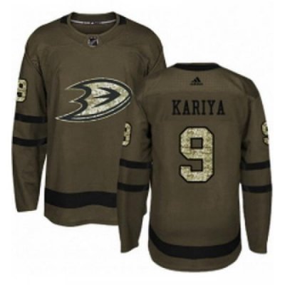 Youth Adidas Anaheim Ducks 9 Paul Kariya Premier Green Salute to Service NHL Jersey