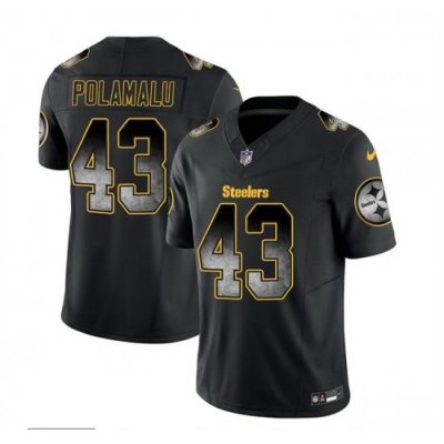 Men Pittsburgh Steelers 43 Troy Polamalu Black 2023 F U S E  Smoke Vapor Untouchable Limited Stitched Jersey