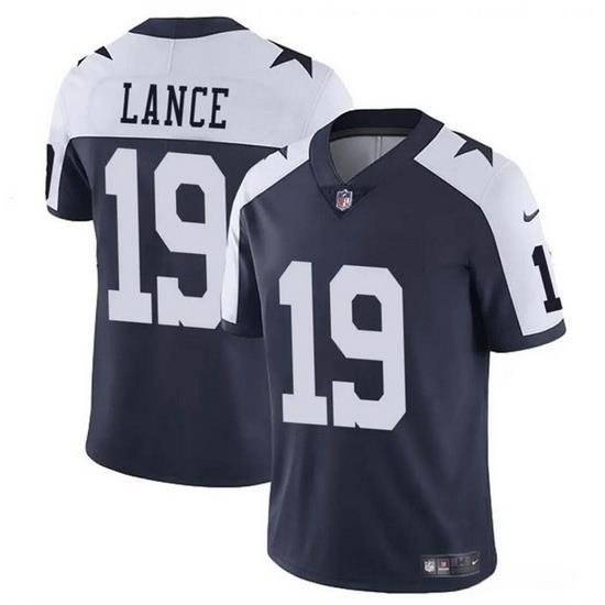 Men Dallas Cowboys 19 Trey Lance Navy White Thanksgiving Vapor Untouchable Limited Stitched Football Jersey