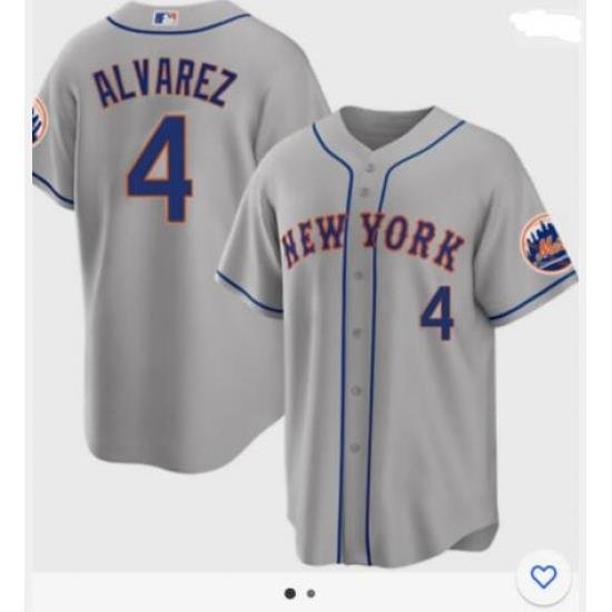 Men Nike NeW York Mets Francisco Alvarez #4 Gray Stitched MLB jersey