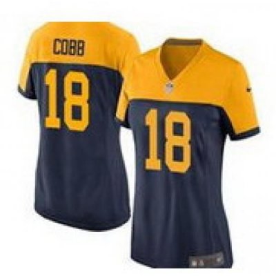 Women New Green Bay Packers#18 Randall Cobb Navy Blue Alternate Stitched NFL New Elite Jersey