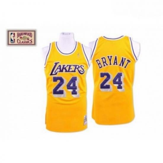 Mens Mitchell and Ness Los Angeles Lakers 24 Kobe Bryant Swingman Gold Throwback NBA Jersey