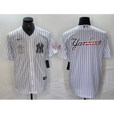 Men NeW York Yankees White Team Big Logo Cool Base Stitched Baseball Jersey 42