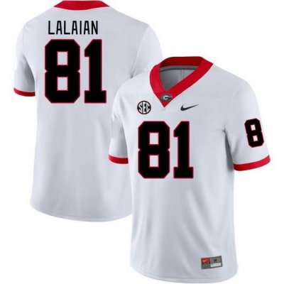 Men #81 David Lalaian Georgia Bulldogs College Football Jerseys Stitched-White