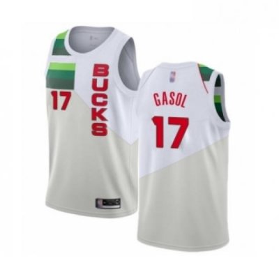 Youth Milwaukee Bucks 17 Pau Gasol White Swingman Jersey Earned Edition