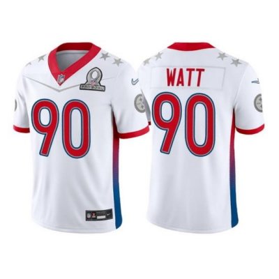 Men 2022 NFL Pro Bowl Pittsburgh Steelers 90 T J Watt AFC White Jersey