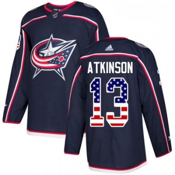 Youth Adidas Columbus Blue Jackets 13 Cam Atkinson Authentic Navy Blue USA Flag Fashion NHL Jersey