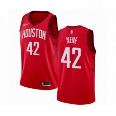 Mens Nike Houston Rockets 42 Nene Red Swingman Jersey Earned Edition