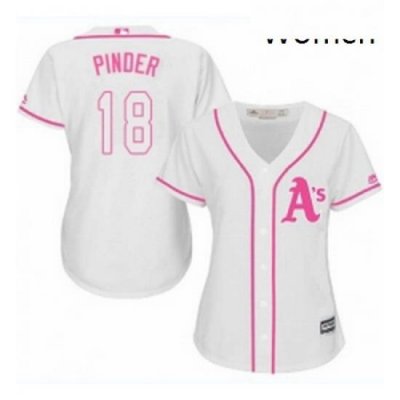 Womens Majestic Oakland Athletics 18 Chad Pinder Authentic White Fashion Cool Base MLB Jersey