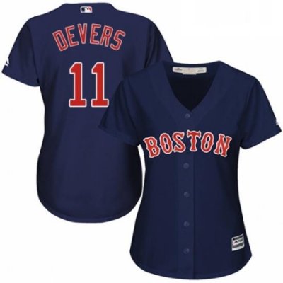 Womens Majestic Boston Red Sox 11 Rafael Devers Authentic Navy Blue Alternate Road MLB Jersey